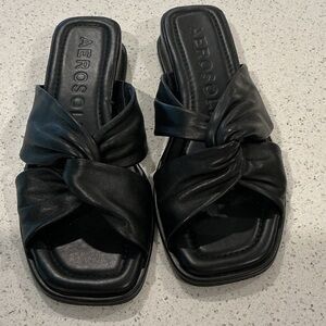 AEROSOLES Black Twist Knot Slide Mules